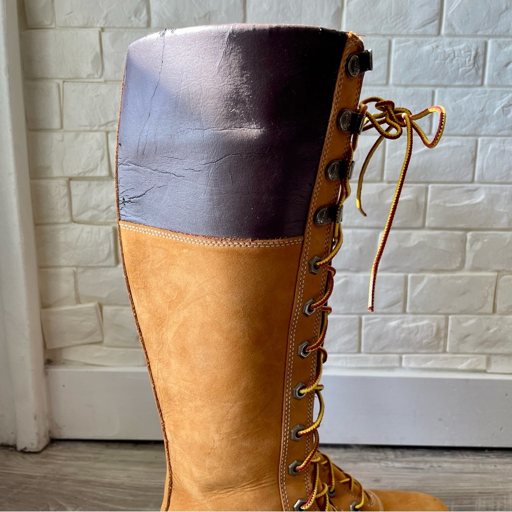 Timberland Premium 14 Inch Knee-High Lace-Up Boots in Wheat Nubuck Size 7.5 - Picture 5 of 16